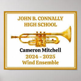 Trumpf Player High School Band Gold Personalisiert Poster