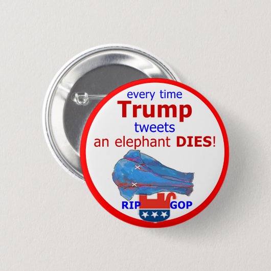 Trumpf tweetet u. ein Elefant-Würfel Button (Vorne & Hinten)
