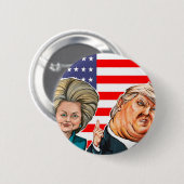 Trumpf-und Hillary-Karikatur Button (Vorne & Hinten)