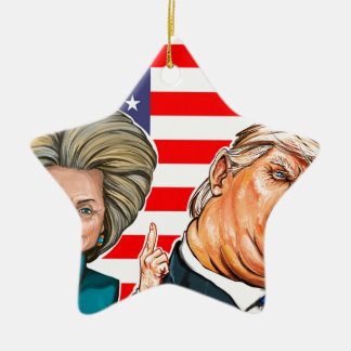 Trumpf-und Hillary-Karikatur Keramik Ornament