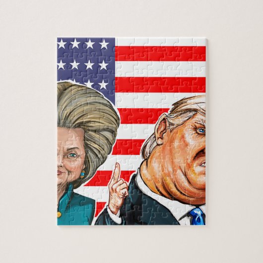 Trumpf-und Hillary-Karikatur Puzzle (Vertikal)