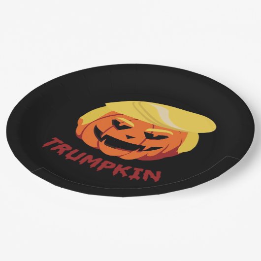 Trumpkin Beängstigendes Halloween-Geschenk Classic Pappteller (Schrägansicht)
