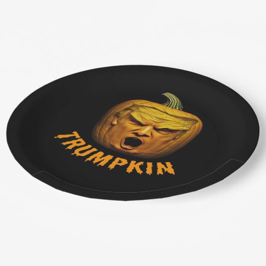 Trumpkin - Funny Donald Pumpkin Halloween Classic Pappteller (Schrägansicht)