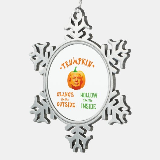 Trumpkin Funny Halloween Classic Schneeflocken Zinn-Ornament (Rechts)
