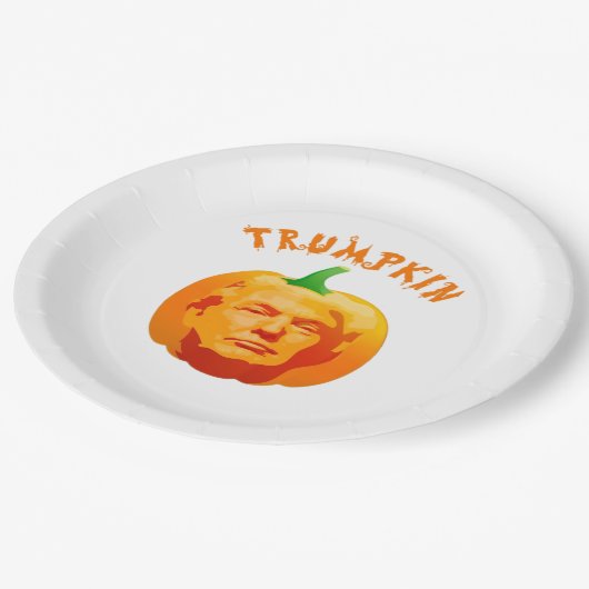 Trumpkin Funny Halloween Costume - Retro MAGA Styl Pappteller (Schrägansicht)