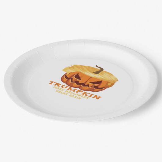 Trumpkin Funny Halloween Pumpkin - Klassisches Kos Pappteller (Schrägansicht)