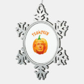 Trumpkin Funny Halloween - Spooky Parody Edition Schneeflocken Zinn-Ornament (Rechts)