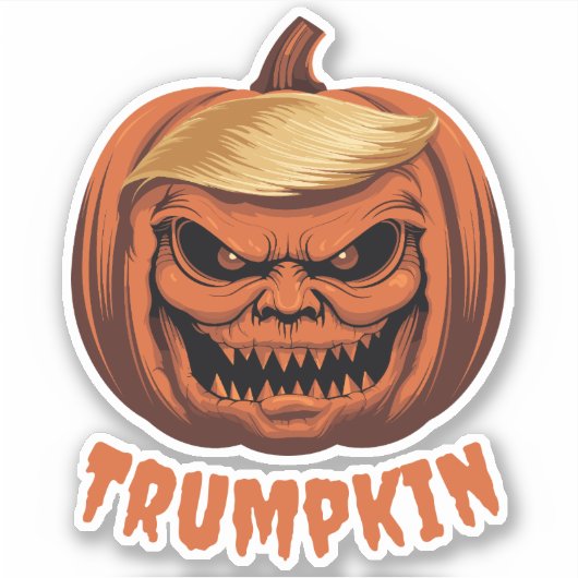 Trumpkin - Grinning Donald Trump Halloween Pumpkin Aufkleber (Vorderseite)