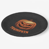 Trumpkin - Grinning Donald Trump Halloween Pumpkin Pappteller (Schrägansicht)