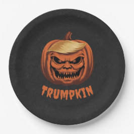 Trumpkin - Grinning Donald Trump Halloween Pumpkin Pappteller