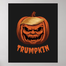 Trumpkin Grinning Donald Trump Halloween Pumpkin