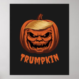 Trumpkin Grinning Donald Trump Halloween Pumpkin Poster