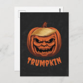 Trumpkin - Grinning Donald Trump Halloween Pumpkin Postkarte (Vorne/Hinten)
