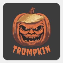 Trumpkin - Grinning Donald Trump Halloween Pumpkin Quadratischer Aufkleber