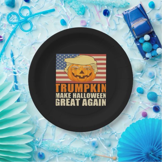 Trumpkin Halloween Funny Classic & Basic Design Pappteller (Party)