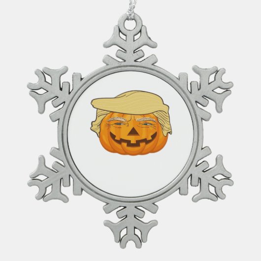 Trumpkin Halloween Funny Classic - Basic Fall Slot Schneeflocken Zinn-Ornament (Vorderseite)