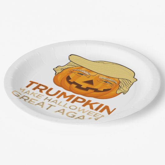 Trumpkin Halloween Funny Classic Pappteller (Schrägansicht)