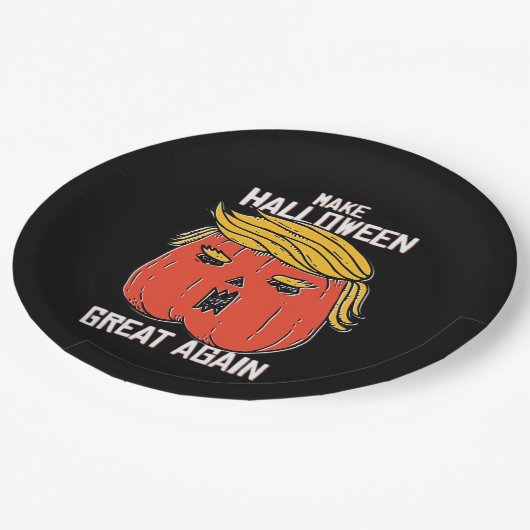 Trumpkin Halloween Great Again Classic - Retr Pappteller (Schrägansicht)