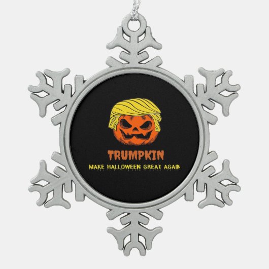 Trumpkin Halloween Great wieder Kurz Funny Ha Schneeflocken Zinn-Ornament (Vorderseite)