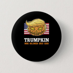 Trumpkin Halloween Kürbis mit Beängstigendem Desig Button