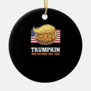 Trumpkin Halloween Kürbis mit Beängstigendem Desig Keramik Ornament