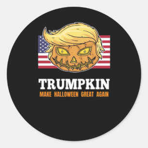 Trumpkin Halloween Kürbis mit Beängstigendem Desig Runder Aufkleber