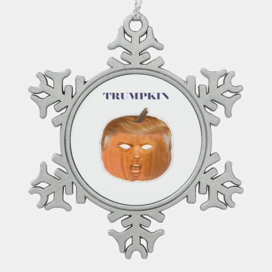Trumpkin Halloween Mask Classic Schneeflocken Zinn-Ornament (Vorderseite)