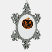 Trumpkin Halloween Schneeflocken Zinn-Ornament (Links)
