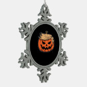 Trumpkin Halloween Schneeflocken Zinn-Ornament (Links)