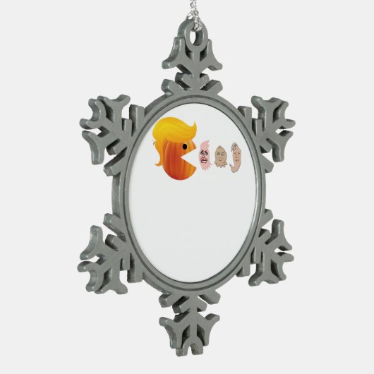 Trumpkin isst Demokraten Classic - Satirehalle Schneeflocken Zinn-Ornament (Links)