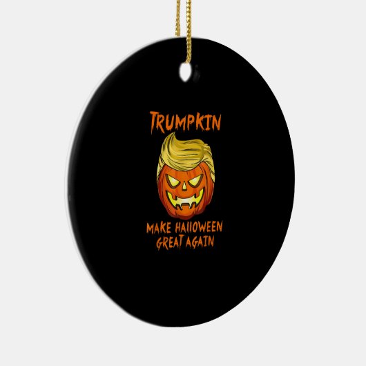 Trumpkin macht Halloween Große Kürbislaterne Keramik Ornament (Rechts)