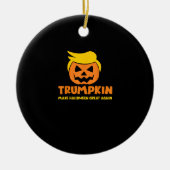 Trumpkin macht Halloween Große Kürbislaterne Keramik Ornament (Vorne)