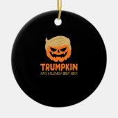 Trumpkin macht Halloween Große Kürbislaterne Keramik Ornament (Vorne)