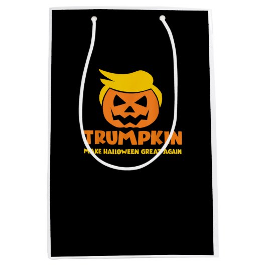 Trumpkin macht Halloween Große Kürbislaterne Mittlere Geschenktüte (Vorderseite)