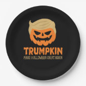 Trumpkin macht Halloween Große Kürbislaterne Pappteller (Vorderseite)