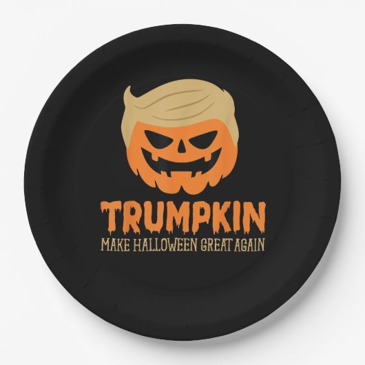 Trumpkin macht Halloween Große Kürbislaterne Pappteller (Vorderseite)