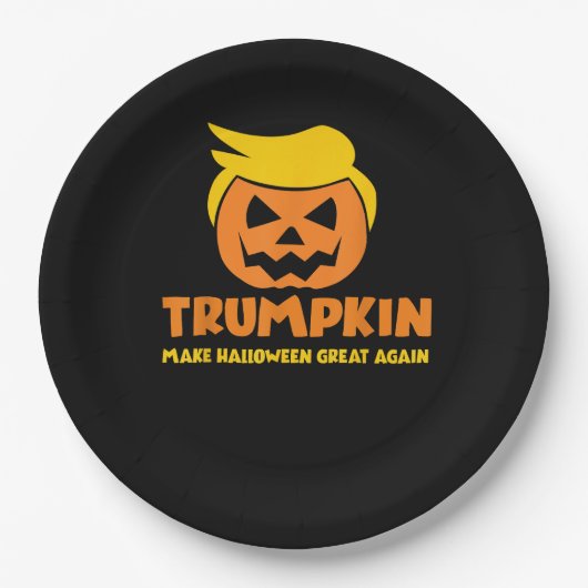 Trumpkin macht Halloween Große Kürbislaterne Pappteller (Vorderseite)