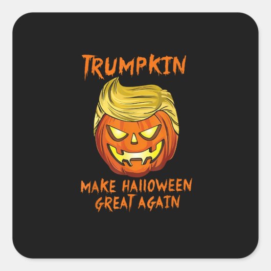 Trumpkin macht Halloween Große Kürbislaterne Quadratischer Aufkleber (Vorderseite)