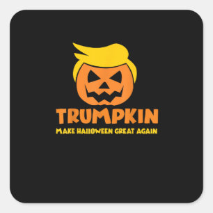 Trumpkin macht Halloween Große Kürbislaterne Quadratischer Aufkleber