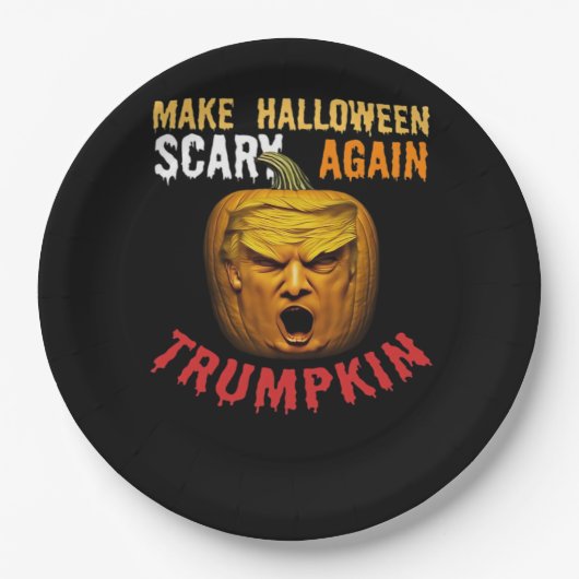 Trumpkin macht Halloween wieder Beängstigend - Fun Pappteller (Vorderseite)