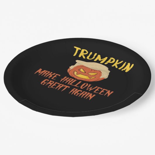 Trumpkin macht Halloween wieder groß - Funny Costu Pappteller (Schrägansicht)