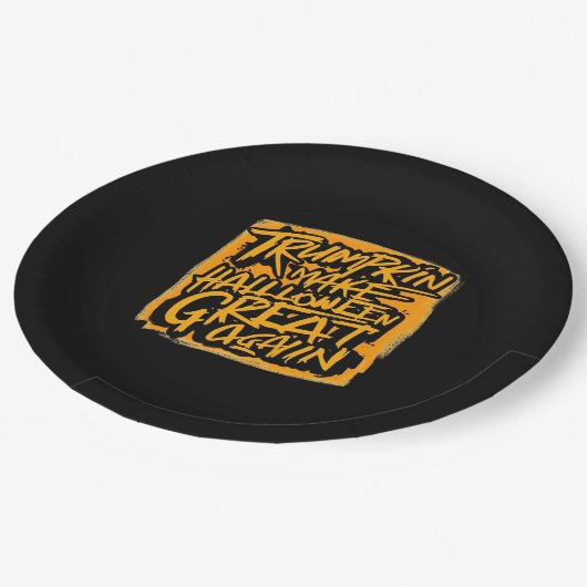 Trumpkin macht Halloween wieder groß - Herbstschwi Pappteller (Schrägansicht)