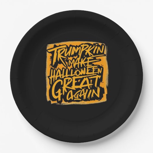 Trumpkin macht Halloween wieder groß - Herbstschwi Pappteller (Vorderseite)