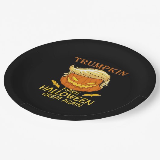 Trumpkin macht Halloween wieder groß - Retro Pumpk Pappteller (Schrägansicht)