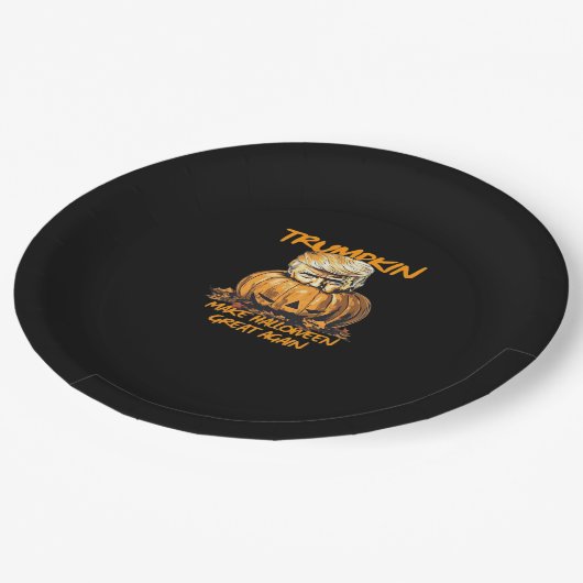 Trumpkin macht Halloween wieder groß - Spooker Aut Pappteller (Schrägansicht)