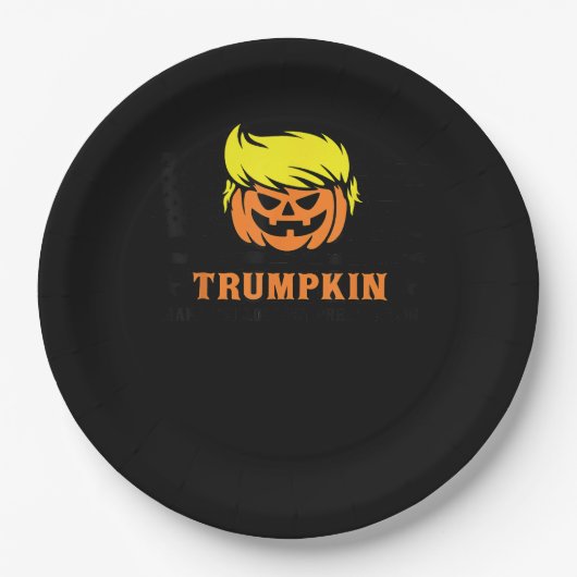 Trumpkin macht Halloween wieder groß USA Flag Funn Pappteller (Vorderseite)