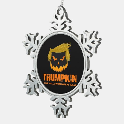 Trumpkin, macht Halloween wieder klassisch Schneeflocken Zinn-Ornament (Rechts)