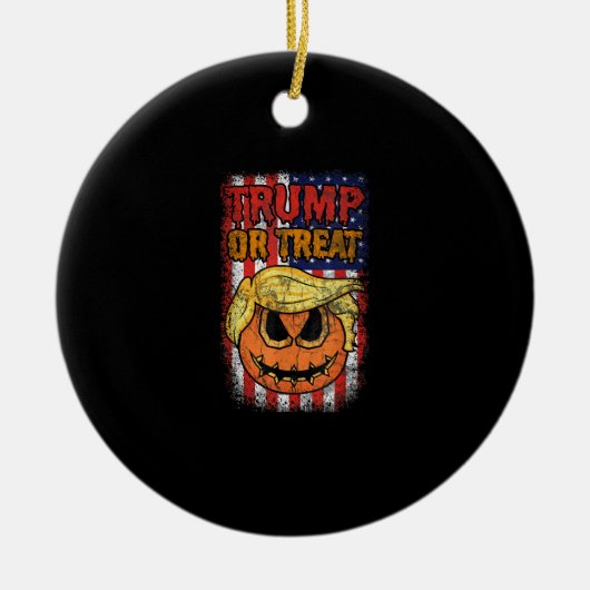 Trumpkin oder Leckerei Funny Halloween Trumpkin Keramik Ornament (Vorne)