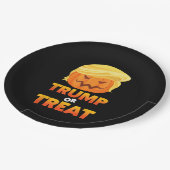 Trumpkin oder Leckerei Trumpkin Halloween-Kostüm Pappteller (Schrägansicht)