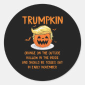 Trumpkin Orange auf der äußeren Anti-Trumpf Hallow Runder Aufkleber (Vorderseite)